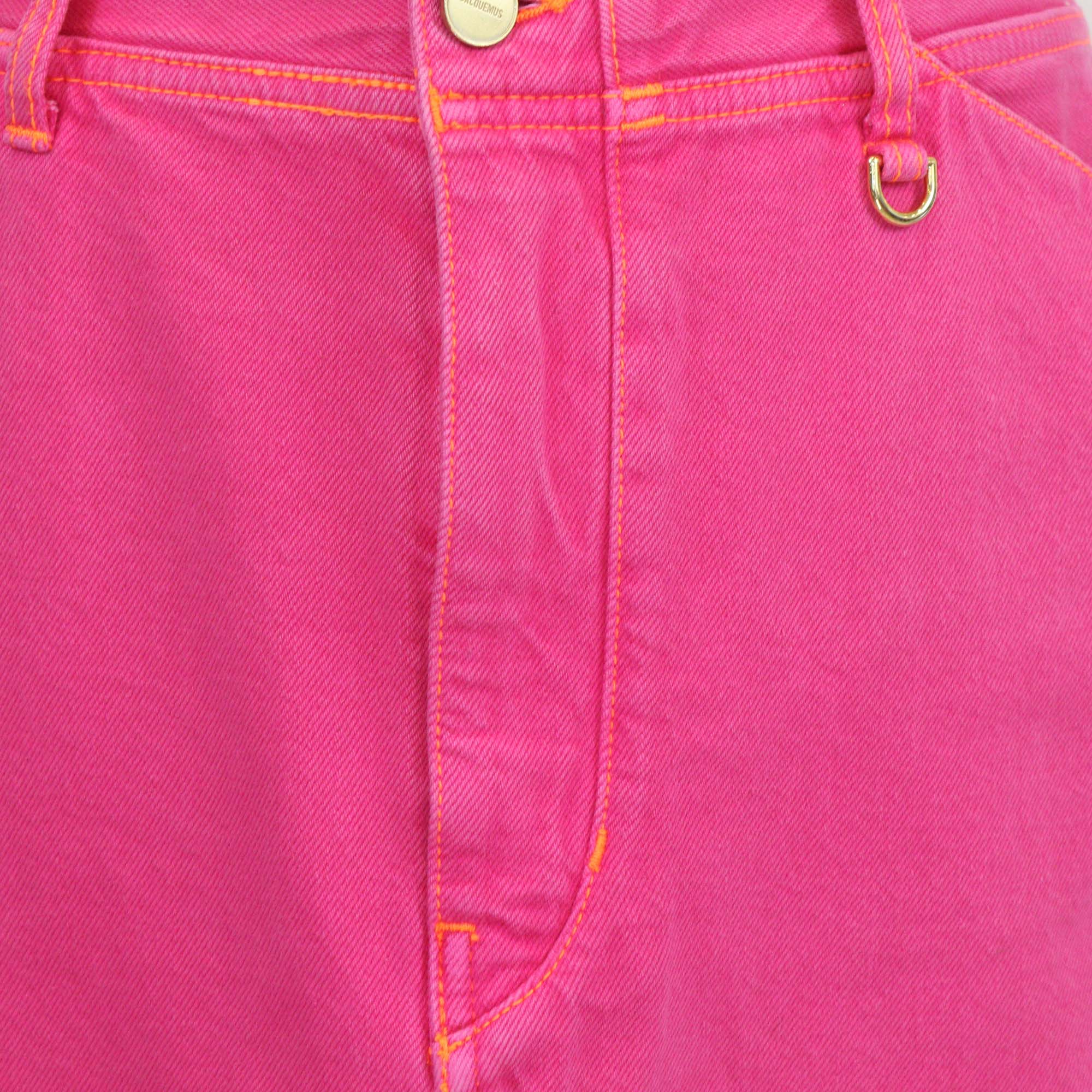 Jacquemus Pink Denim Le Splash Mini Skirt