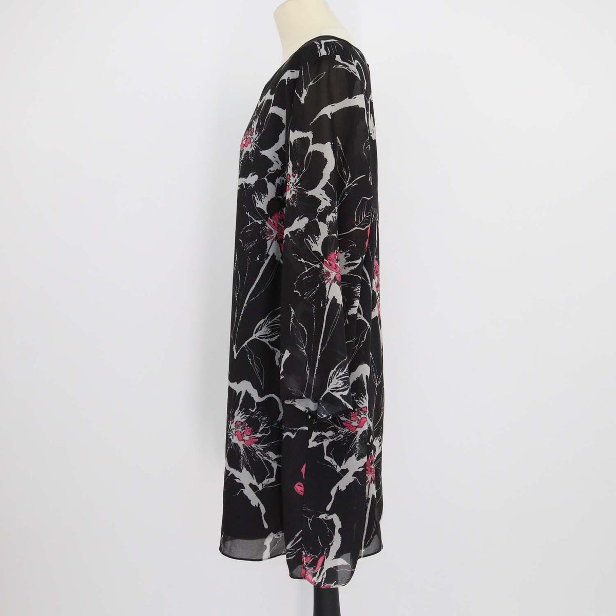 Marina Rinaldi Black Abstract Floral Print Three Quarter Sleeve Blouse