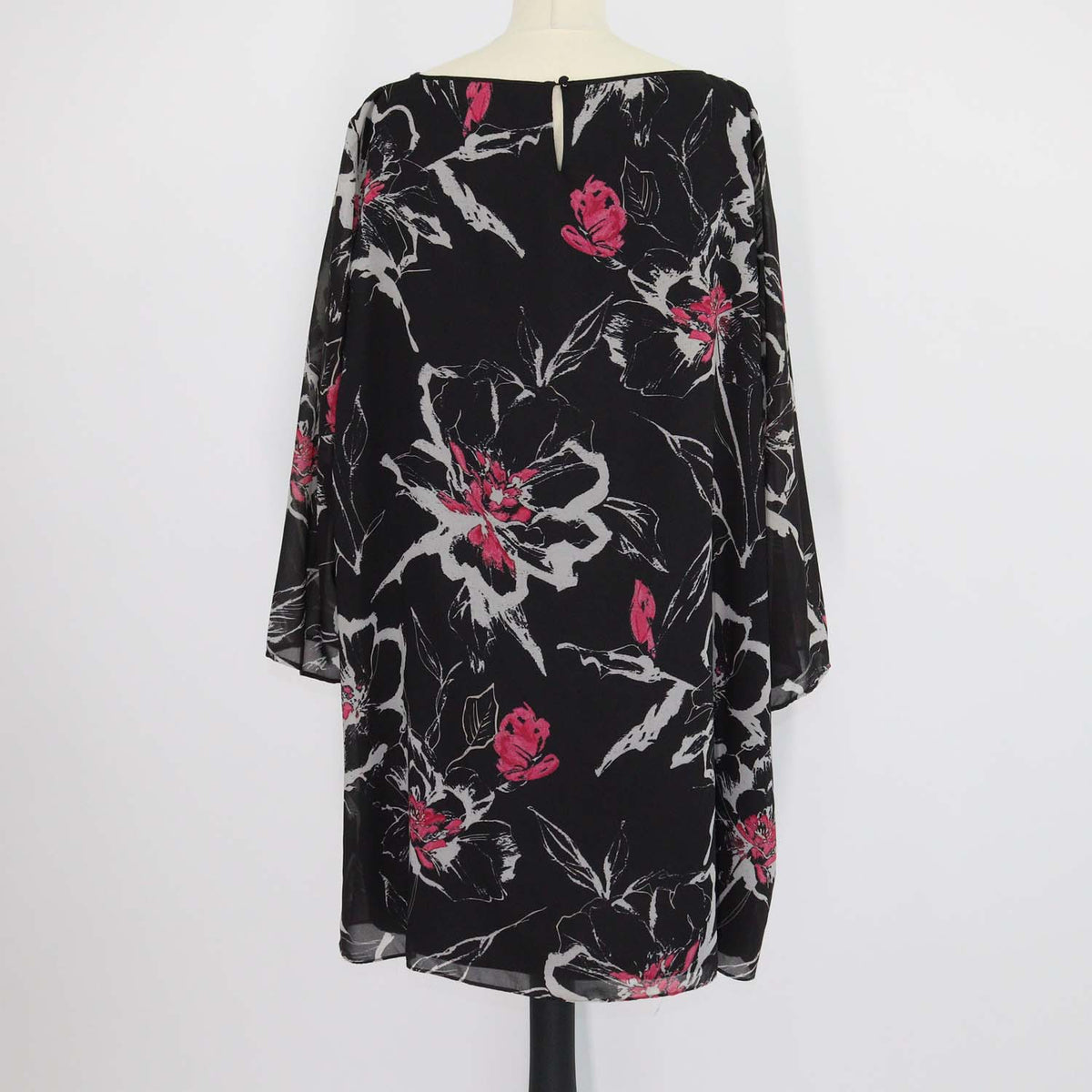 Marina Rinaldi Black Abstract Floral Print Three Quarter Sleeve Blouse