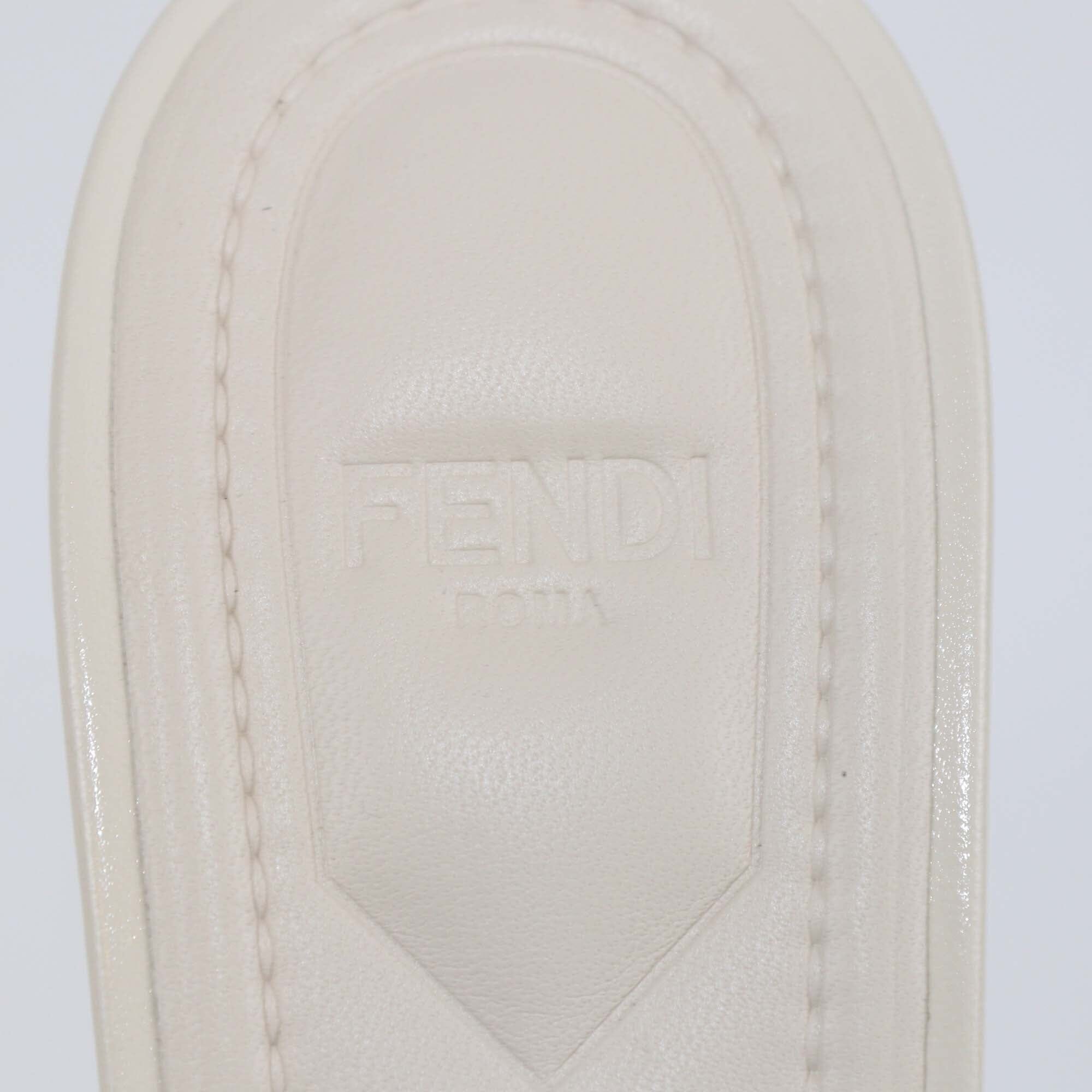 Fendi Off White FFold Leather Heeled Sandals Womens Fendi 