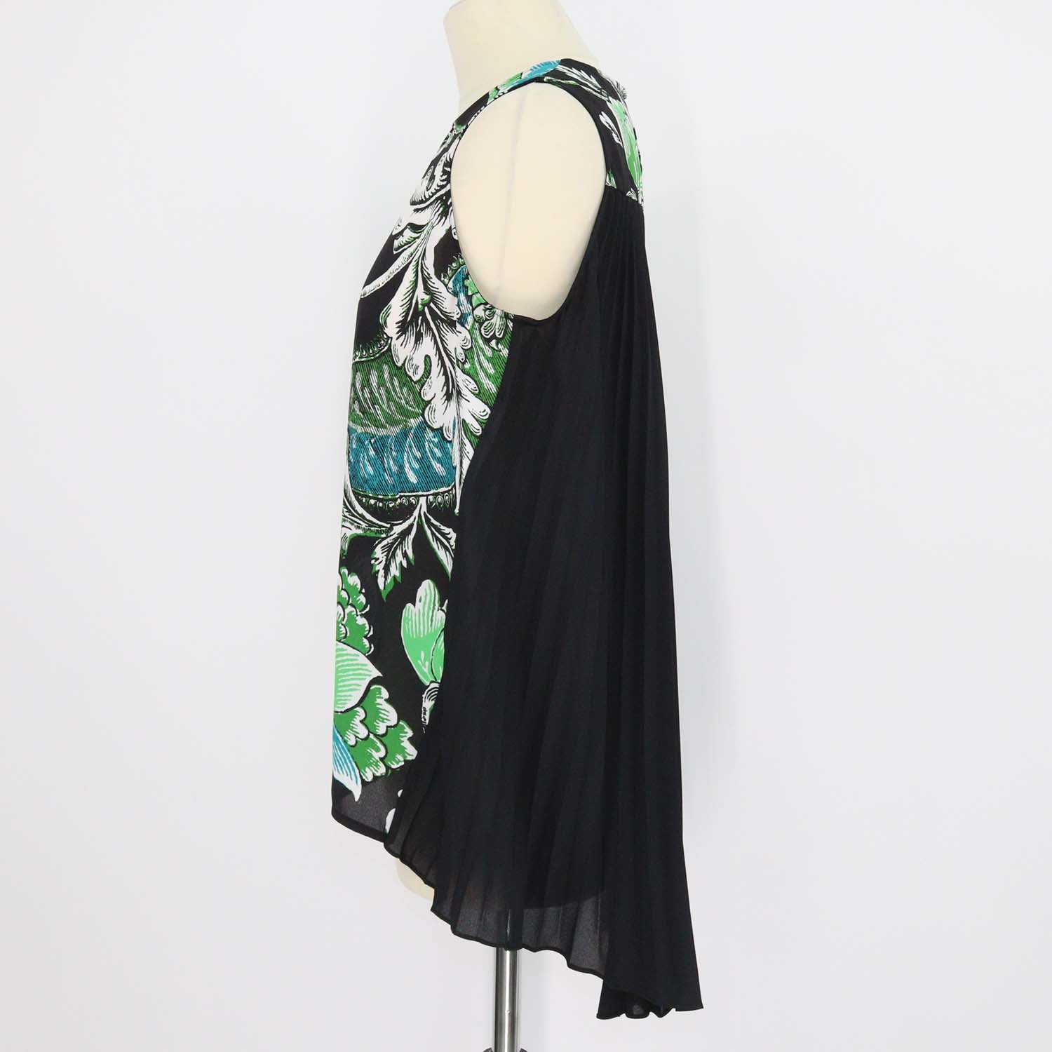 Diane Von Furstenberg Black Multicolor Floral Print Crepe Silvie Sleeveless Blouse