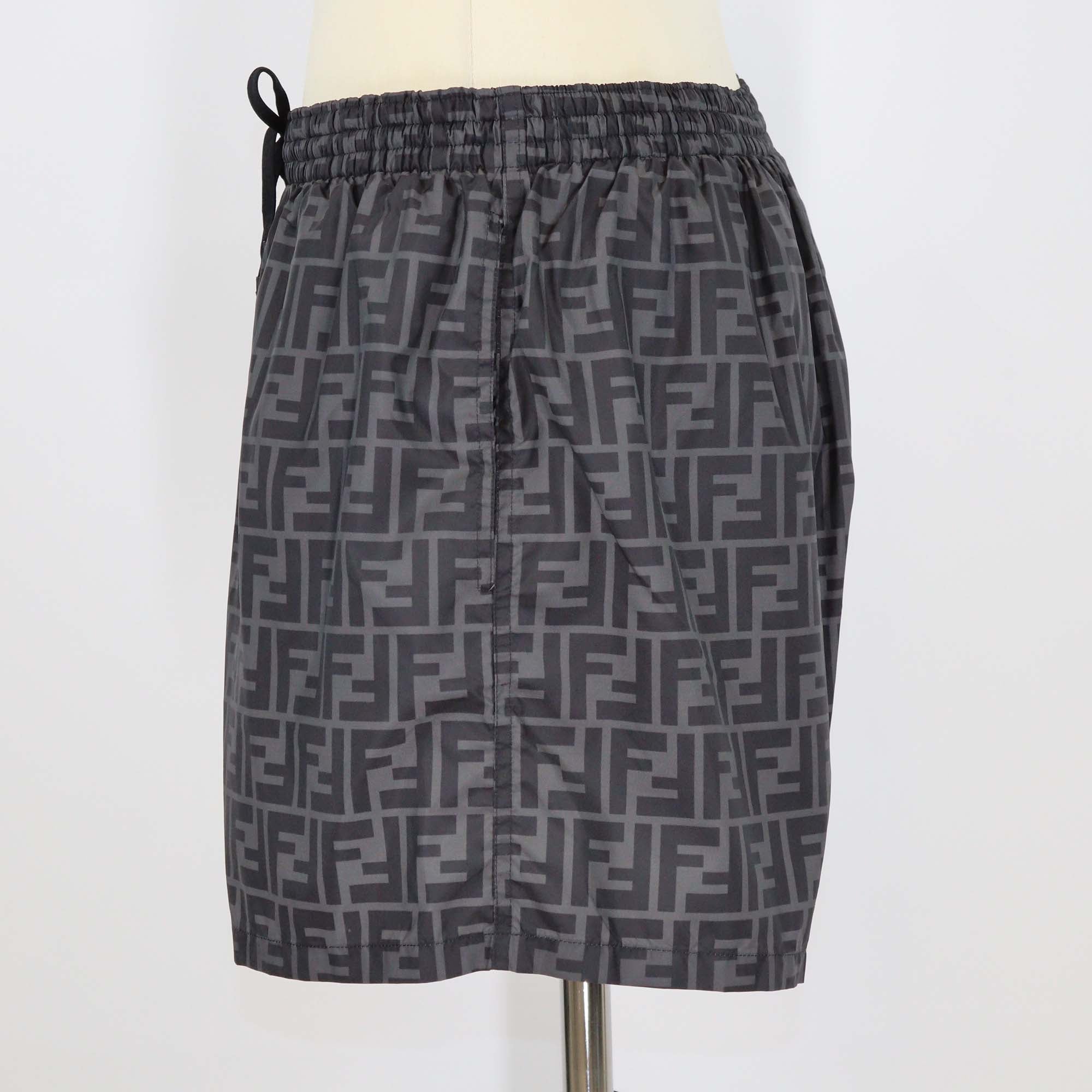 Fendi Black/Grey FF Print Nylon Swim Short