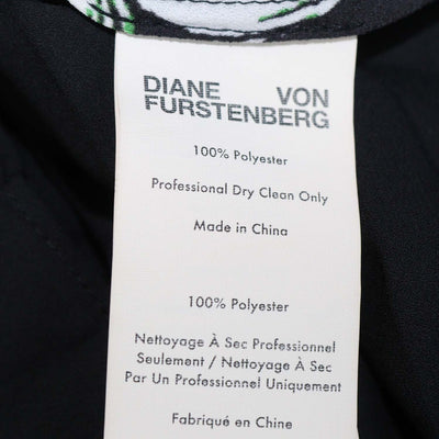 Diane Von Furstenberg Black Multicolor Floral Print Crepe Silvie Sleeveless Blouse