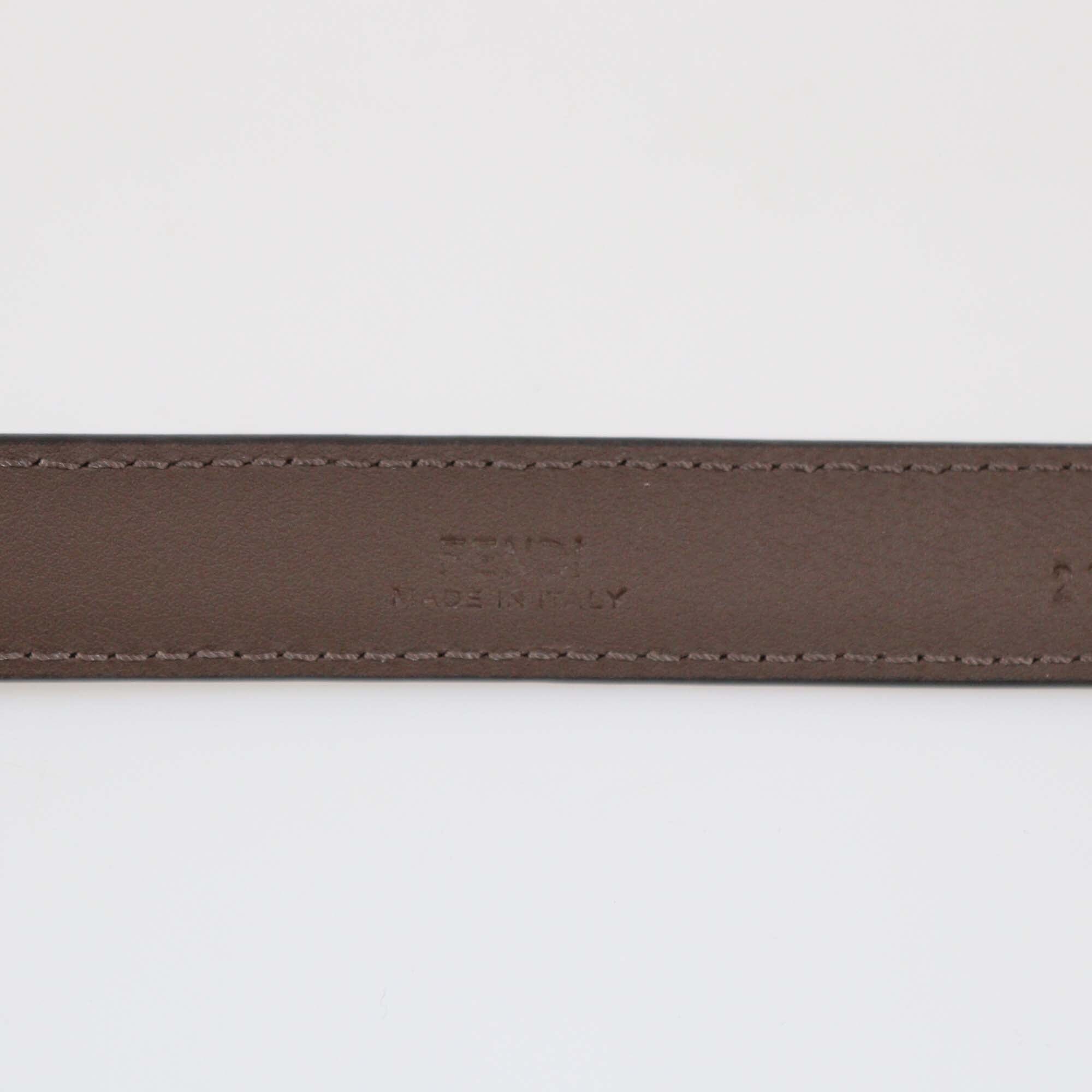 Fendi Brown Leather Slim FF Buckle Belt Womens Fendi 