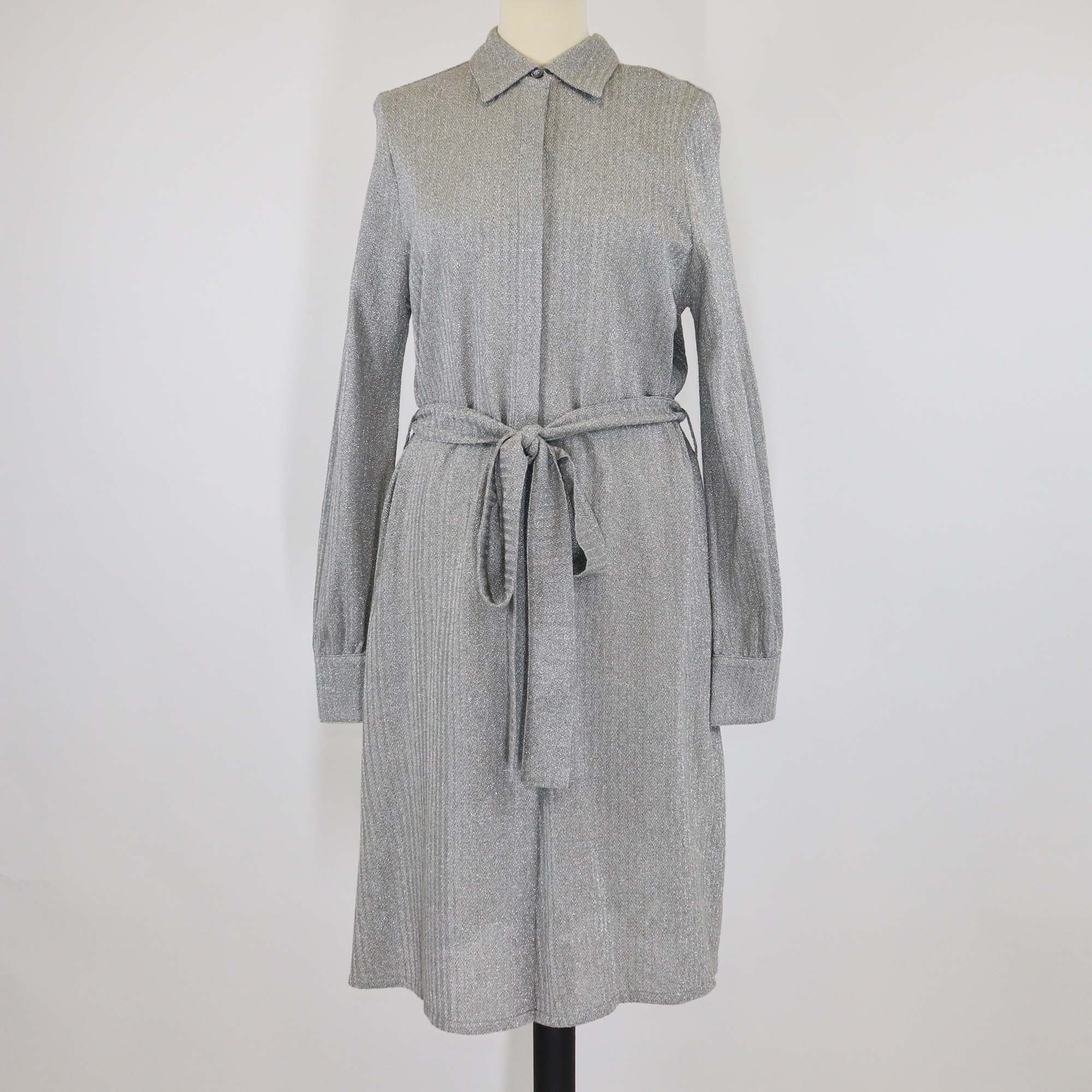 Missoni Metallic Grey Cotton Essentials Raschel Lame Dress