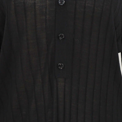Saint Laurent Black Wool Knit Long Sleeve Polo Shirt