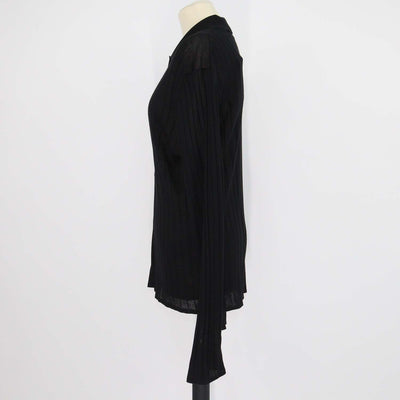 Saint Laurent Black Wool Knit Long Sleeve Polo Shirt