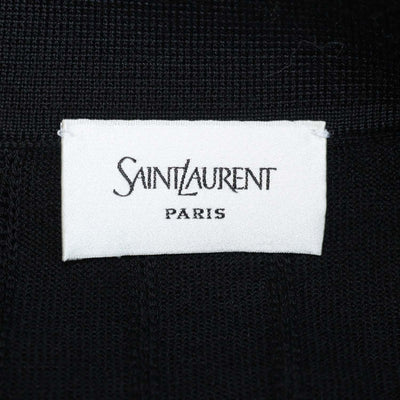 Saint Laurent Black Wool Knit Long Sleeve Polo Shirt
