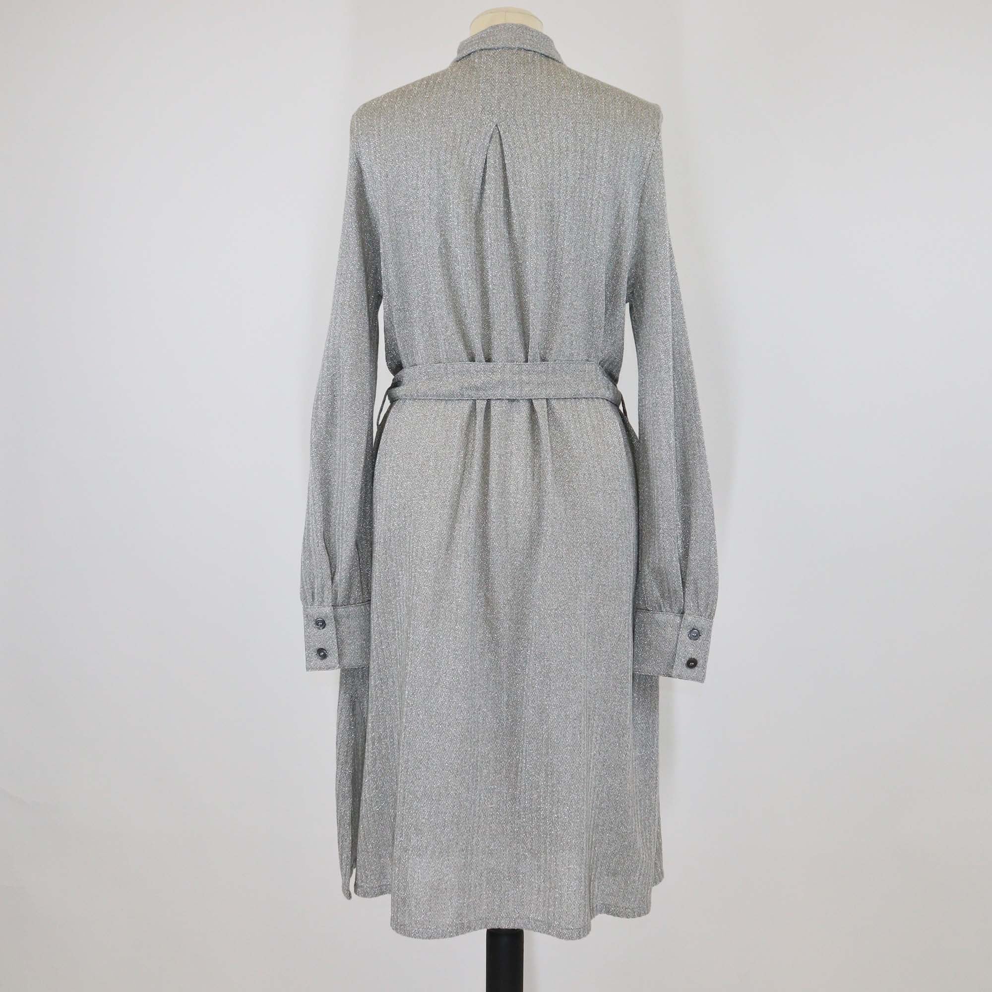 Missoni Metallic Grey Cotton Essentials Raschel Lame Dress