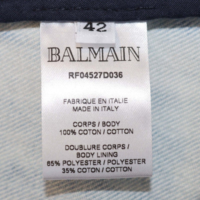 Balmain Washed Blue Denim Button Mini Skirt