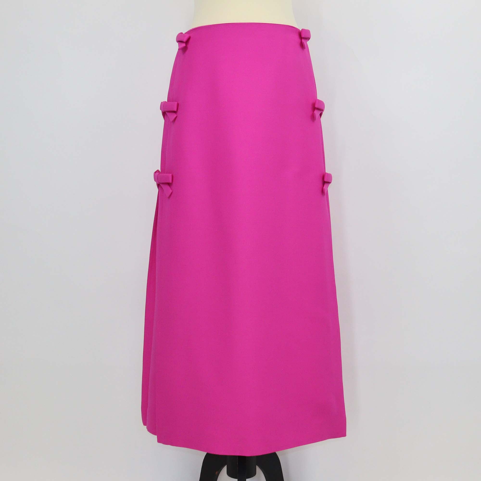 Valentino Fuchsia Wool & Silk Crepe Couture Bow Maxi Skirt