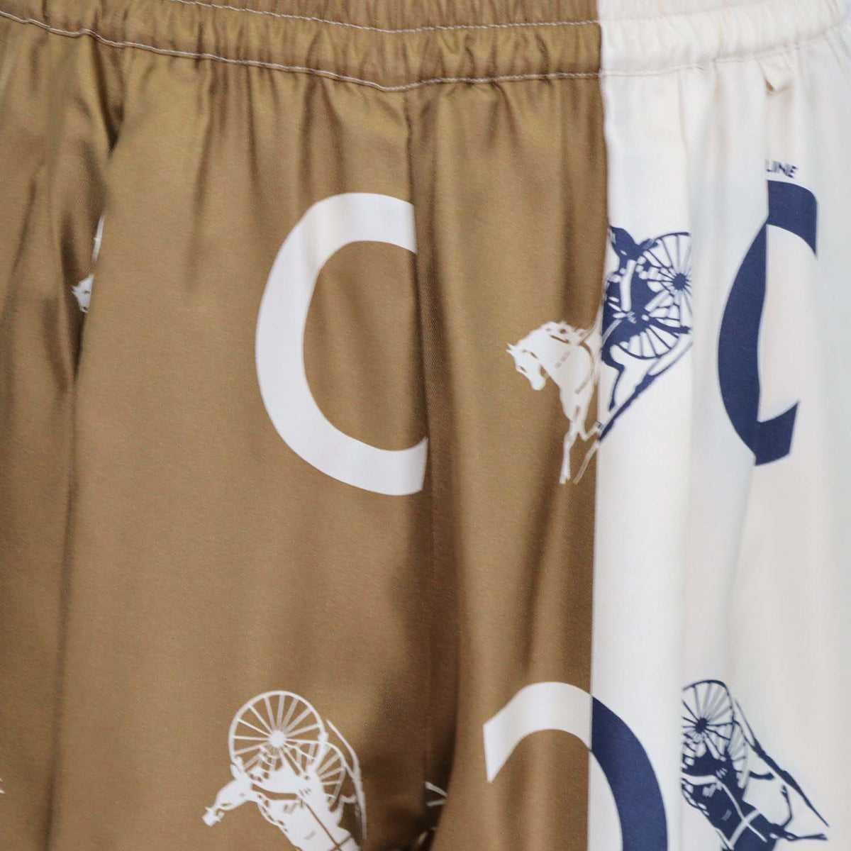 Celine Tricolor Silk Carriage Print Pyjama Short