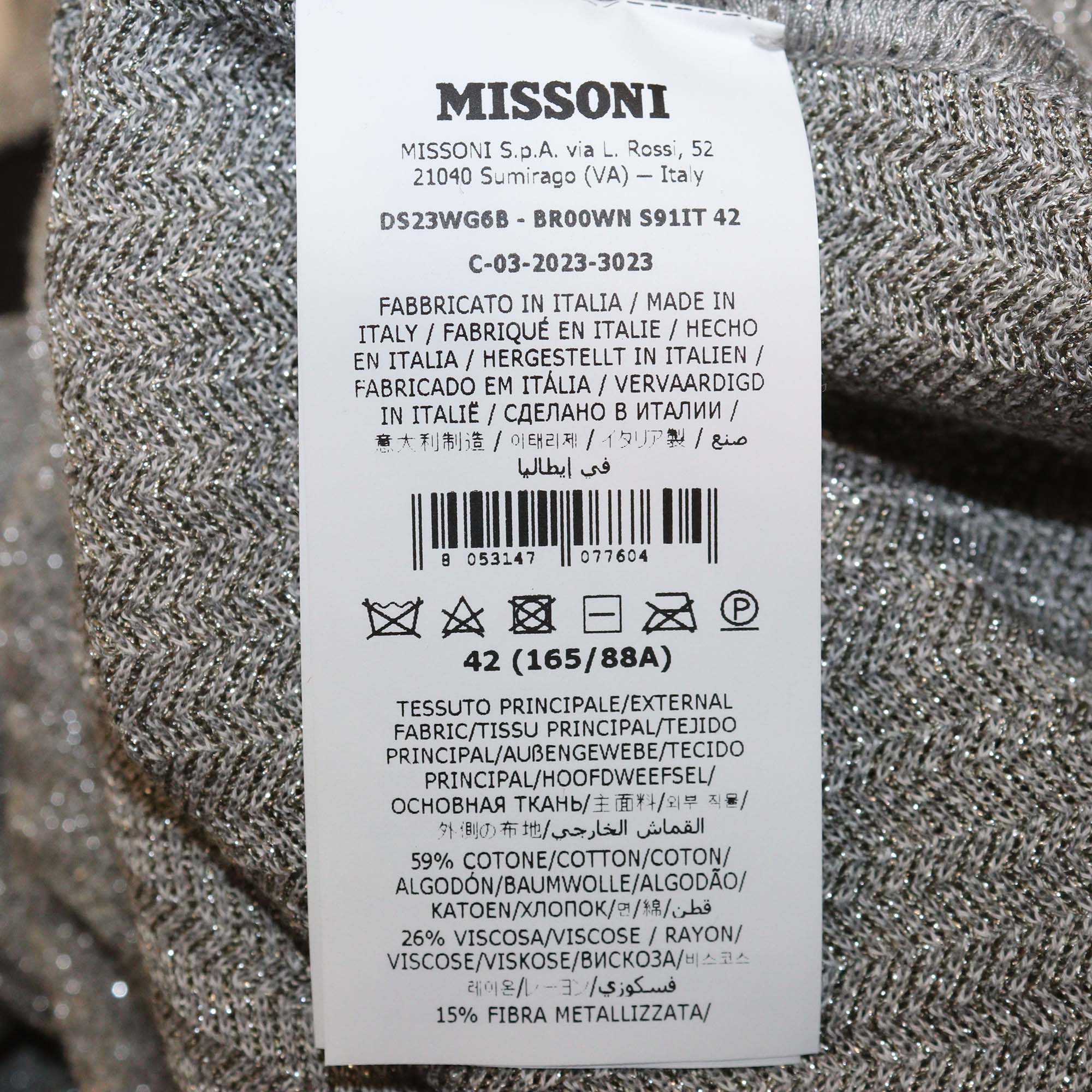Missoni Metallic Grey Cotton Essentials Raschel Lame Dress