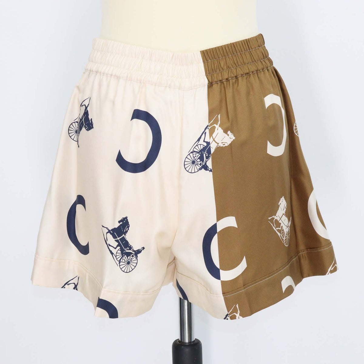 Celine Tricolor Silk Carriage Print Pyjama Short