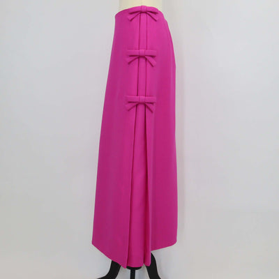 Valentino Fuchsia Wool & Silk Crepe Couture Bow Maxi Skirt