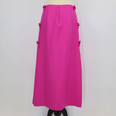 Valentino Fuchsia Wool & Silk Crepe Couture Bow Maxi Skirt