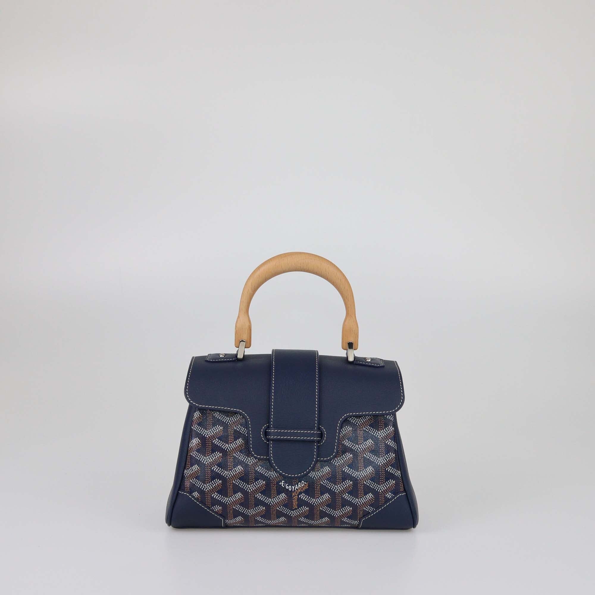 Goyard Navy Blue Goyardine Mini Souple Saigon Top Handle Bag Womens Goyard 