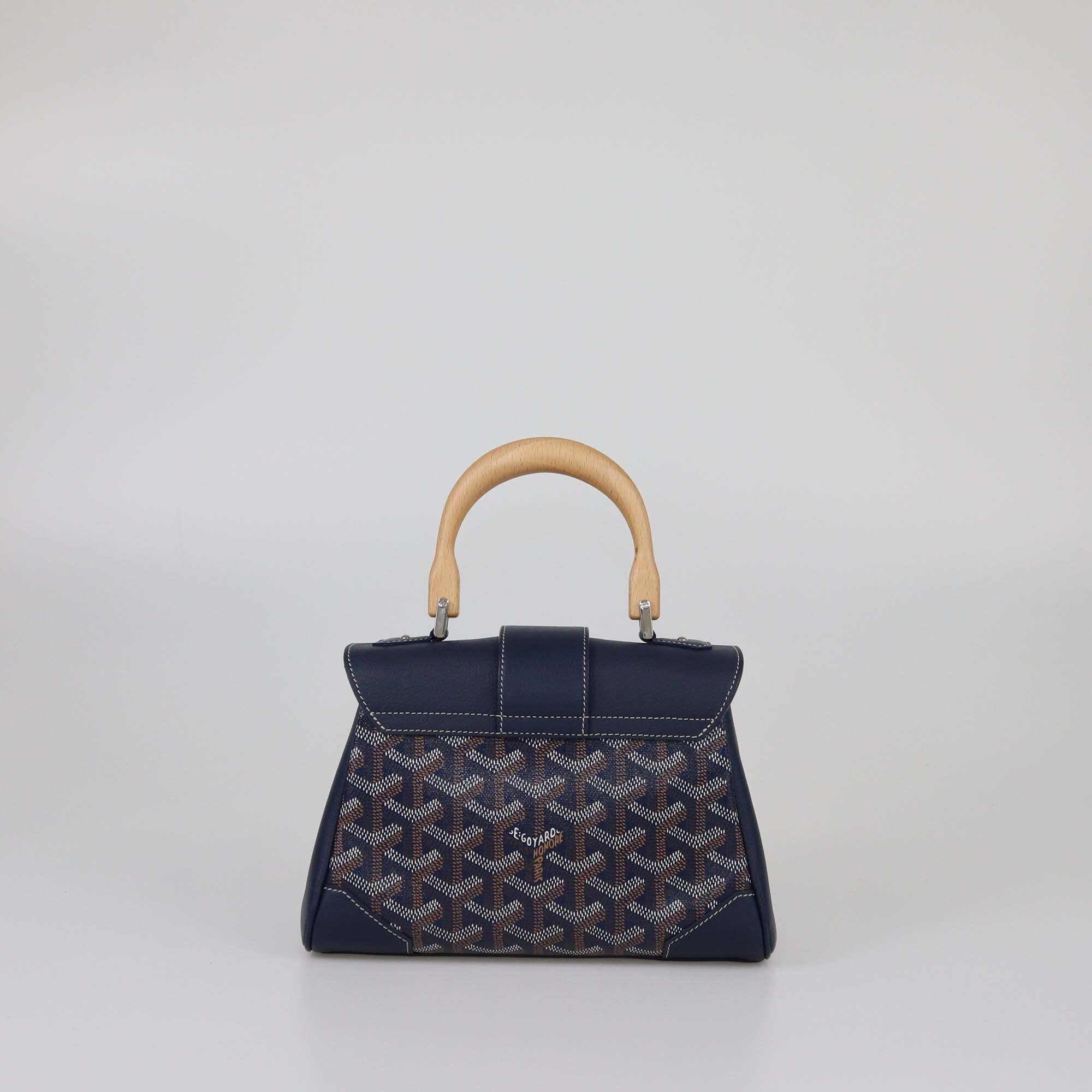 Goyard Navy Blue Goyardine Mini Souple Saigon Top Handle Bag Womens Goyard 