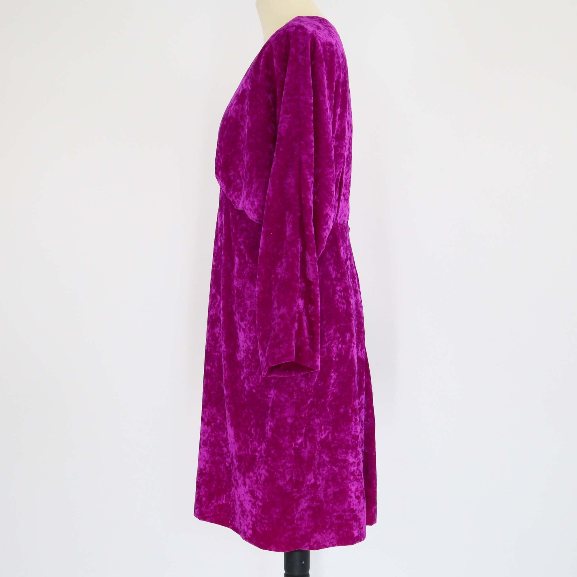 Sandro Magenta Crushed Velvet V-Neck Short Dress Womens Sandro 