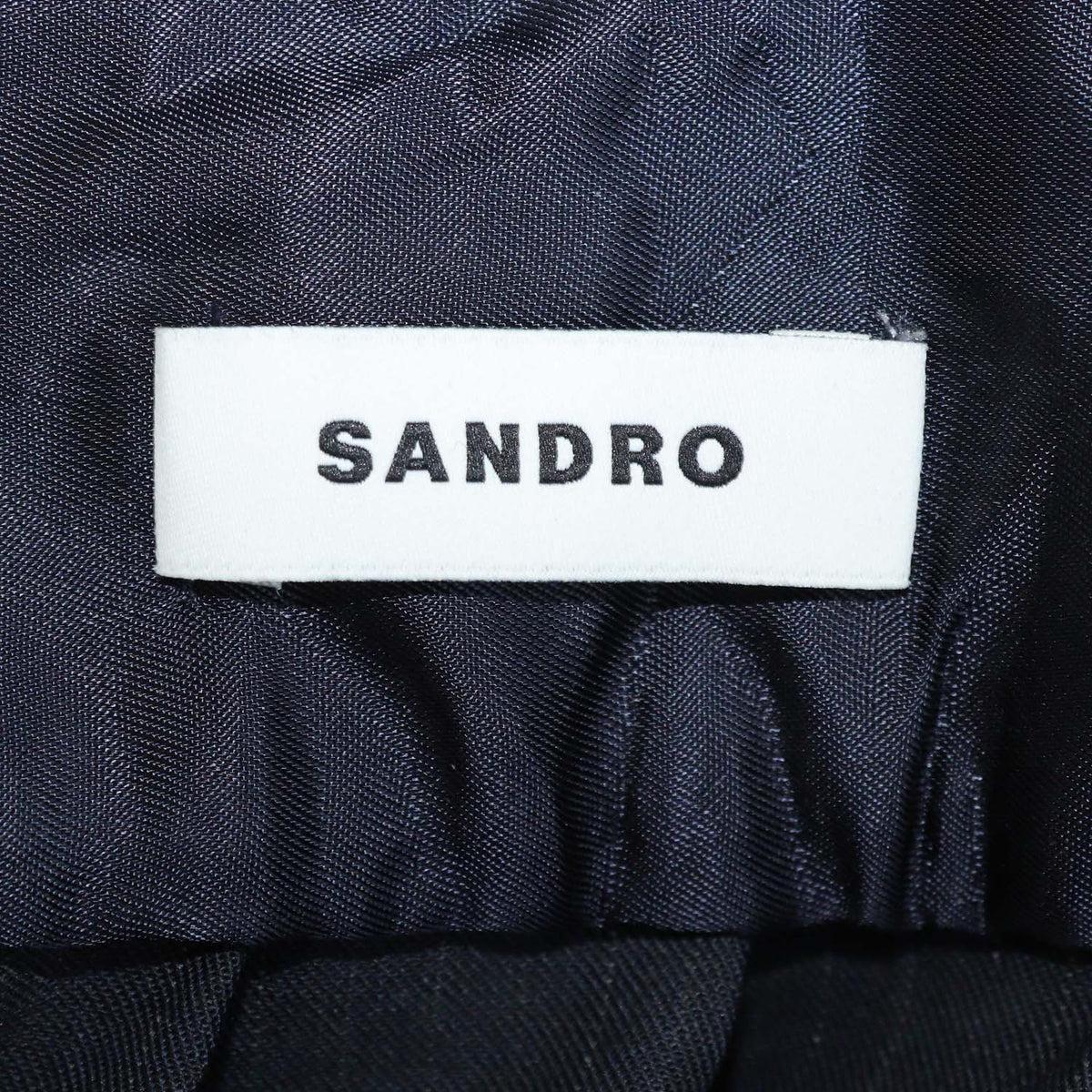 Sandro Navy Blue Blend Wool Pinstripe Pleated Long Skirt
