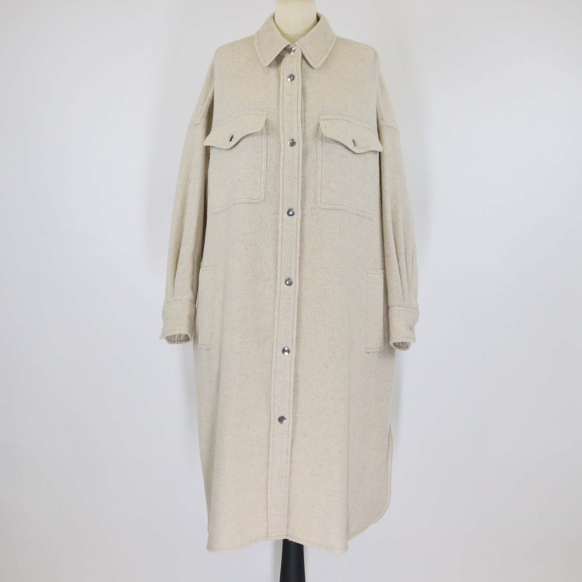 Etoile Isabel Marant Beige Wool Button Front Long Coat