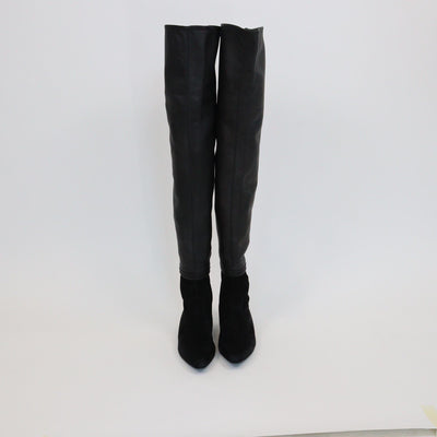 Chanel Black High Knee Pointed Boots Womens Chanel 