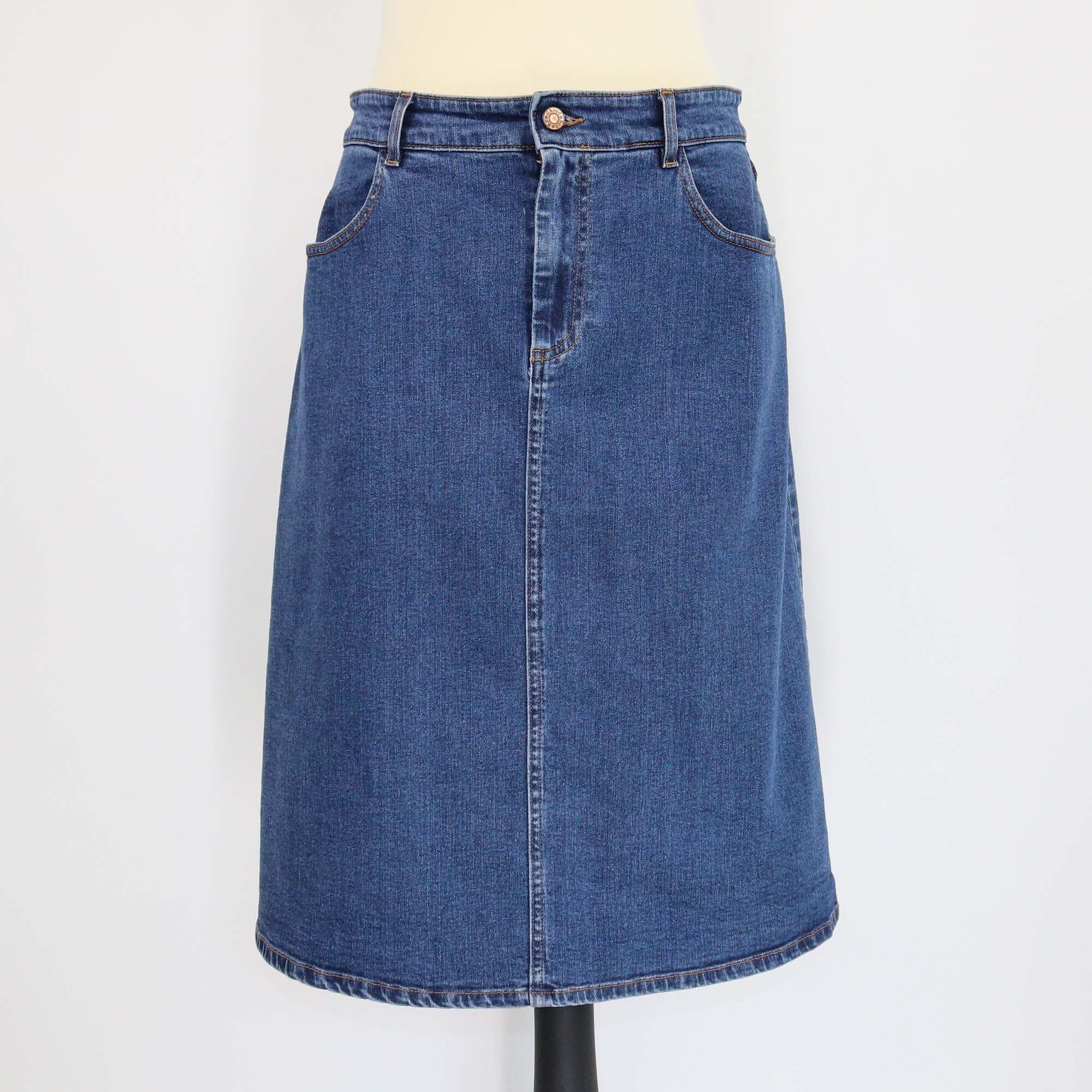 See by Chloe Blue Deep Denim Front Pocket Midi Skirt Womens See by Chloe 