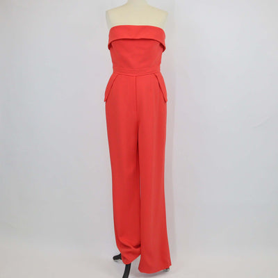 Elie Saab Orange Blend Viscose Strapless Jumpsuit