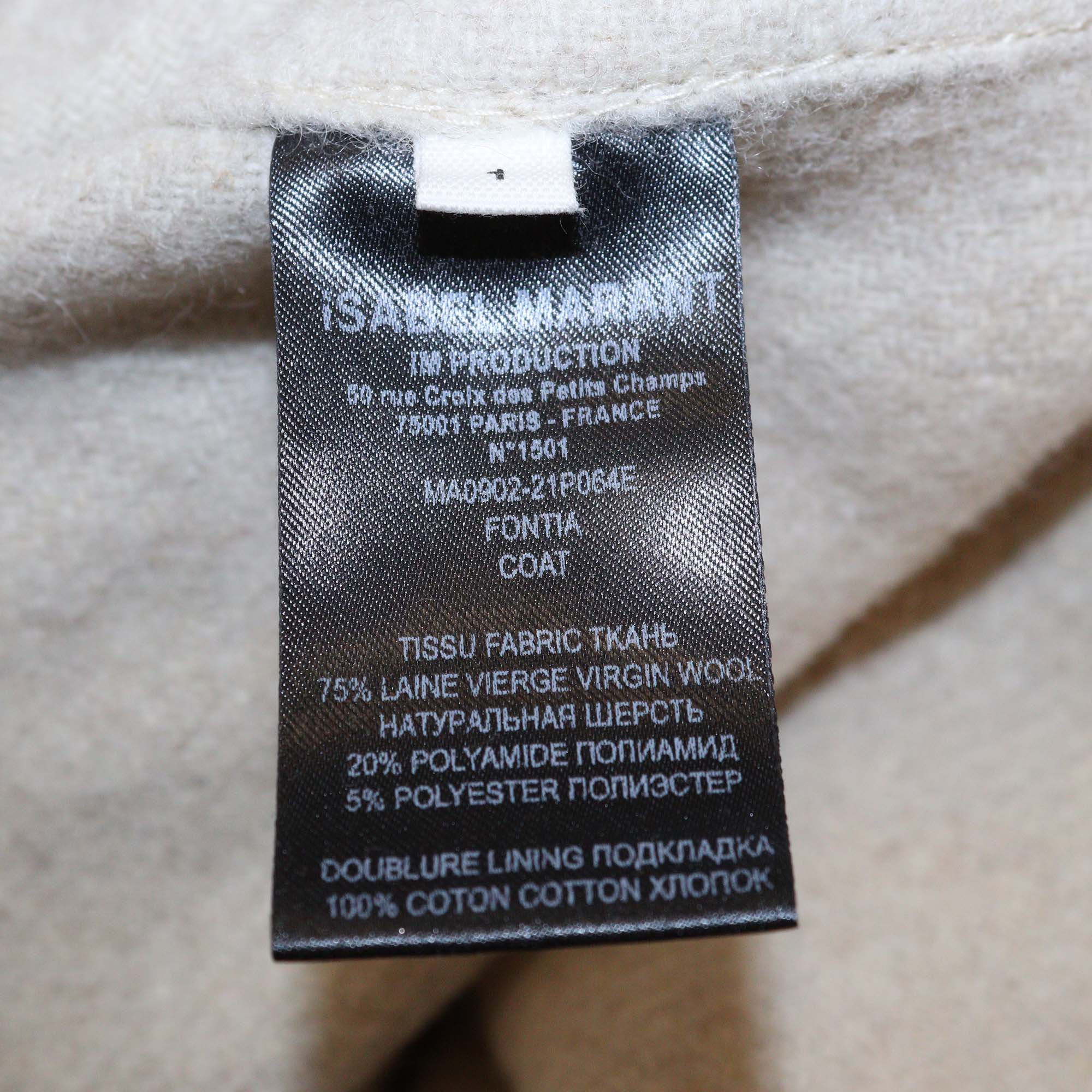 Etoile Isabel Marant Beige Wool Button Front Long Coat