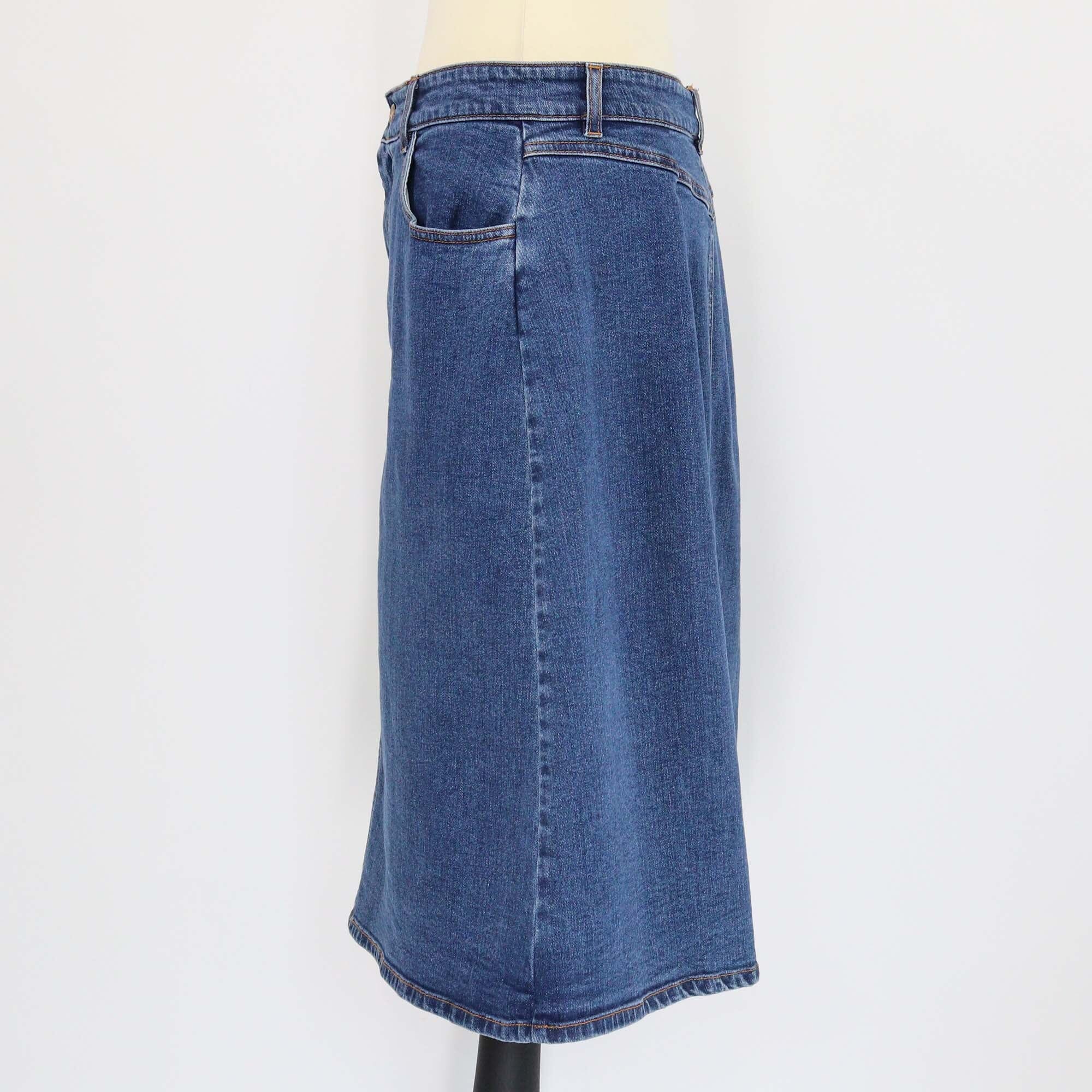 See by Chloe Blue Deep Denim Front Pocket Midi Skirt Womens See by Chloe 