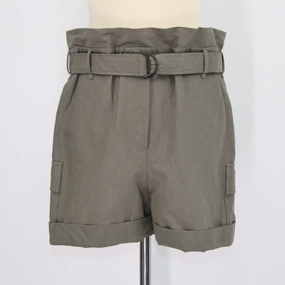 Brunello Cucinelli Grey Blend Cotton Cargo Belted Short