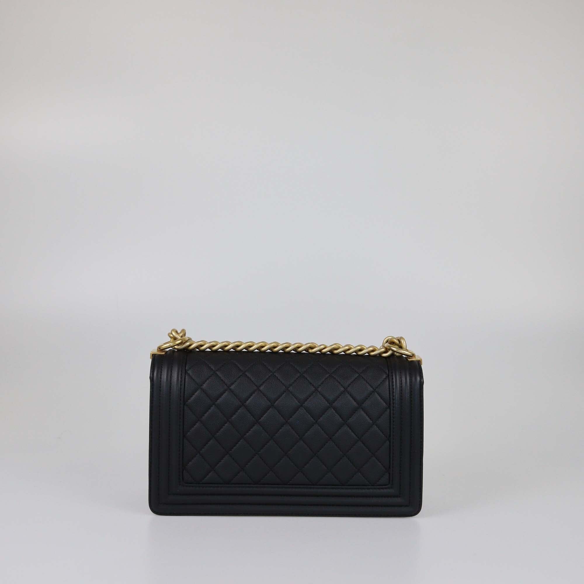 Chanel Black Quilted Caviar Medium Boy Flap Bag Womens Chanel 