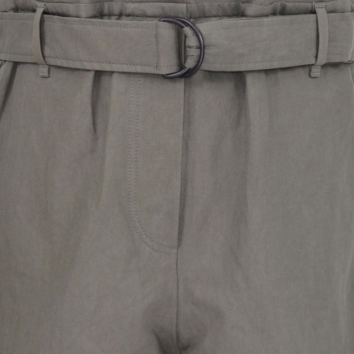 Brunello Cucinelli Grey Blend Cotton Cargo Belted Short
