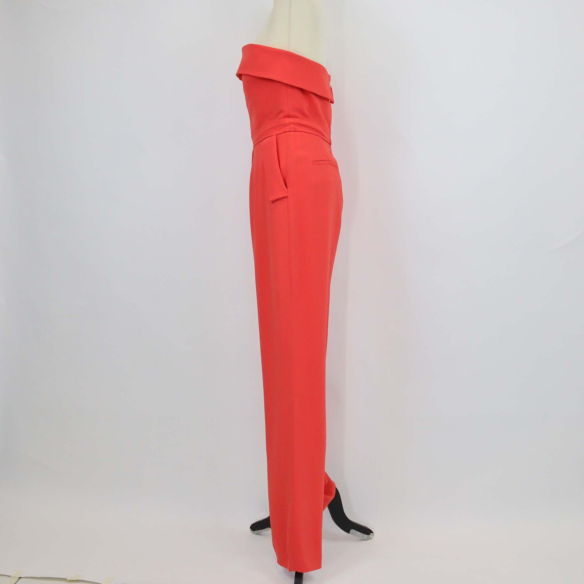 Elie Saab Orange Blend Viscose Strapless Jumpsuit