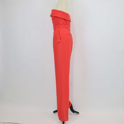 Elie Saab Orange Blend Viscose Strapless Jumpsuit