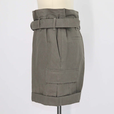 Brunello Cucinelli Grey Blend Cotton Cargo Belted Short