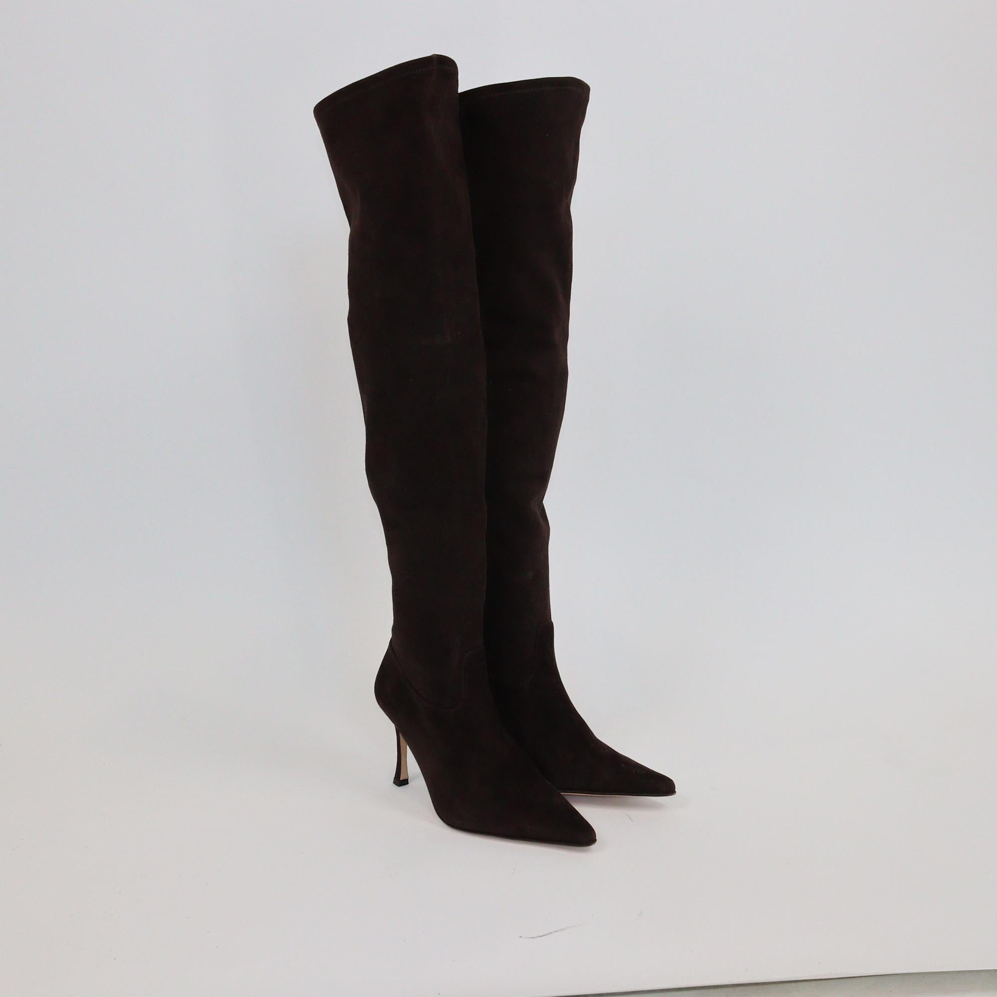 Vanessa Noel Dark Brown Pointed Toe Over The Knee Boots Womens Vanessa Noel 