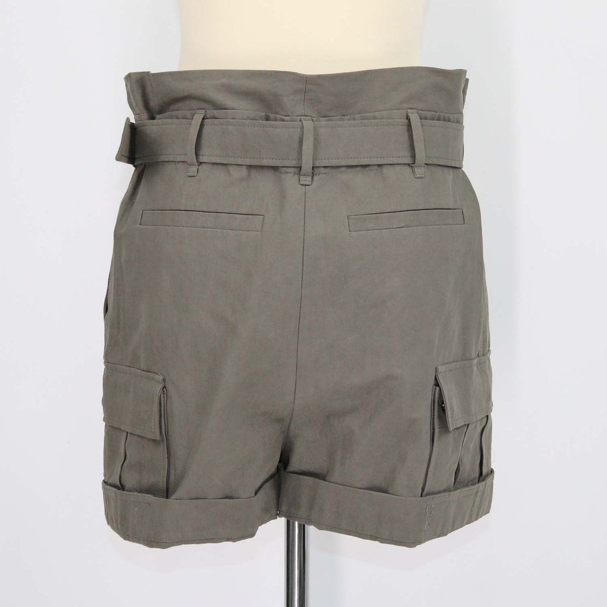 Brunello Cucinelli Grey Blend Cotton Cargo Belted Short