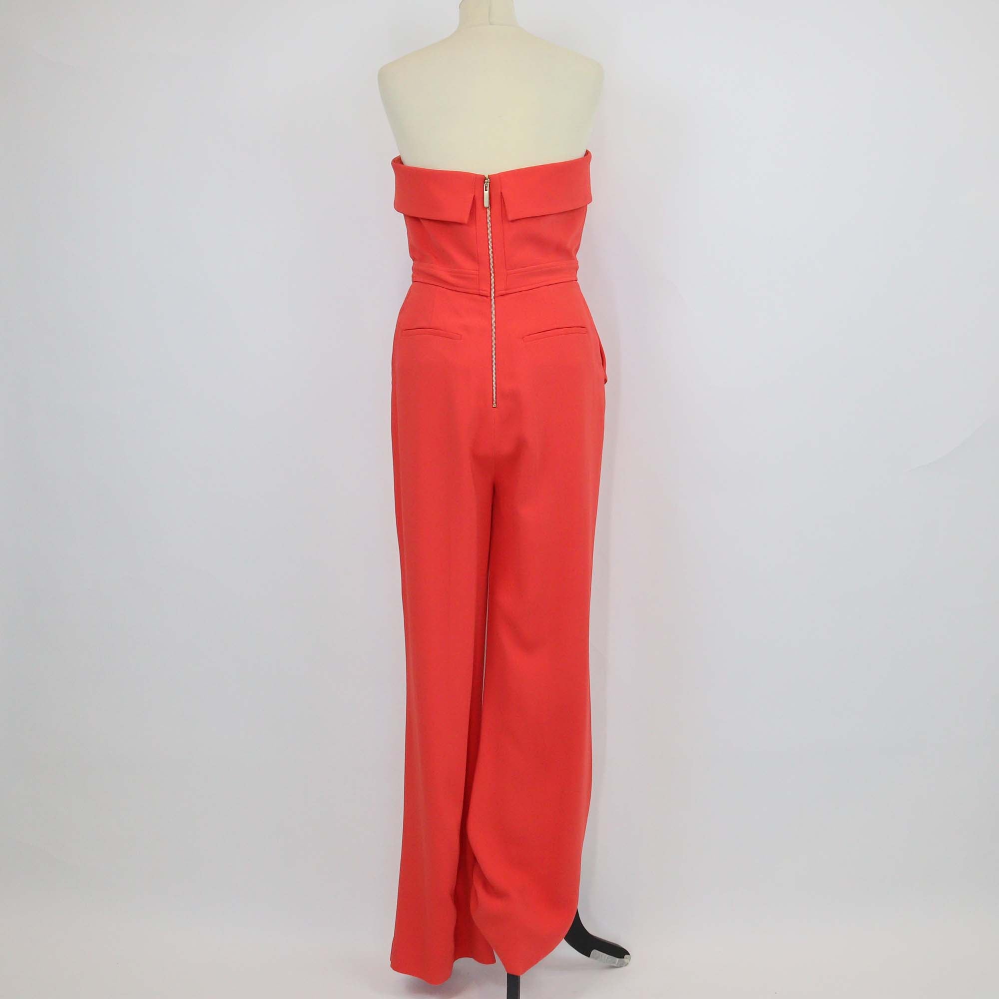 Elie Saab Orange Blend Viscose Strapless Jumpsuit