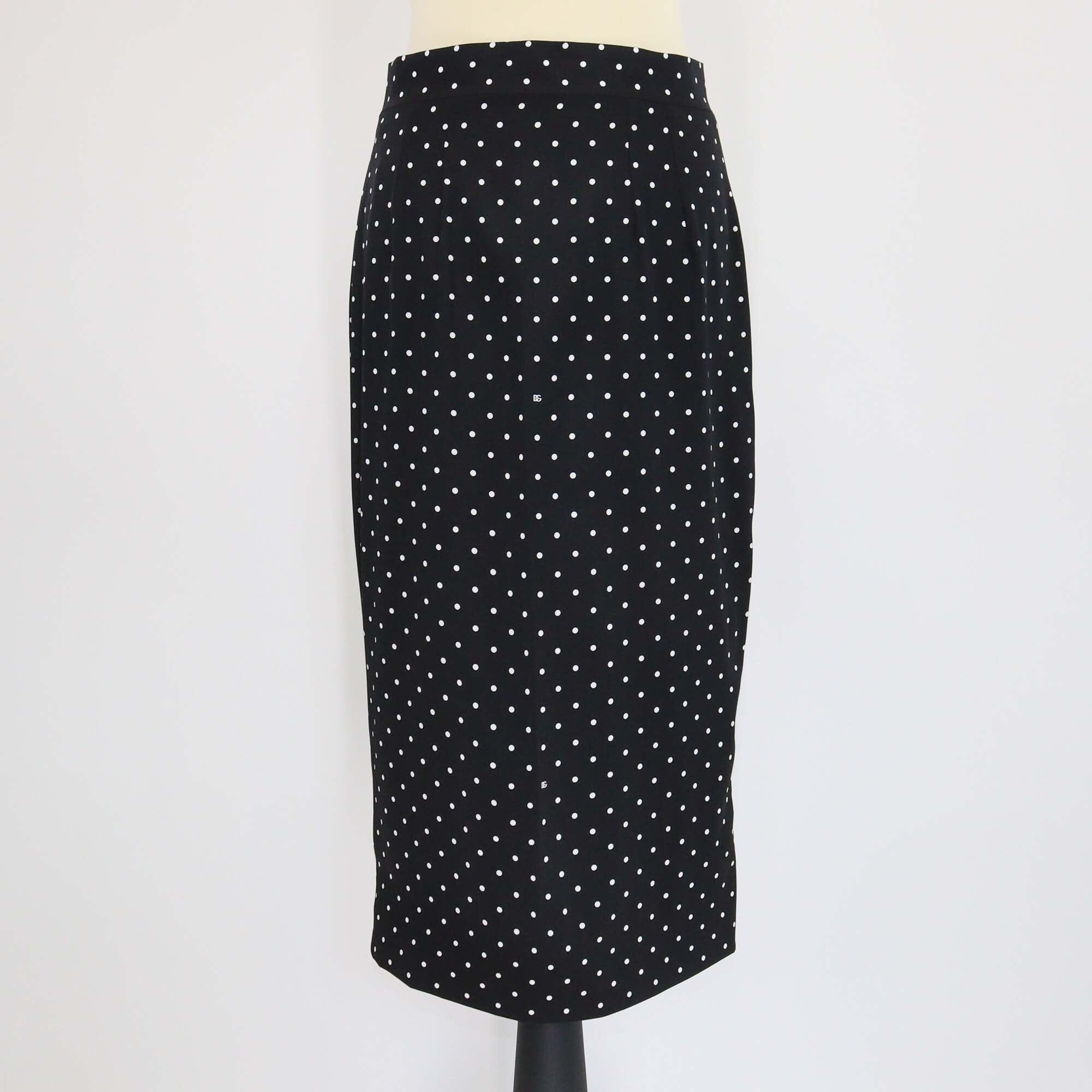 Dolce & Gabbana Black/White Blended Silk Polka Dot Midi Dress Womens Dolce & Gabbana 