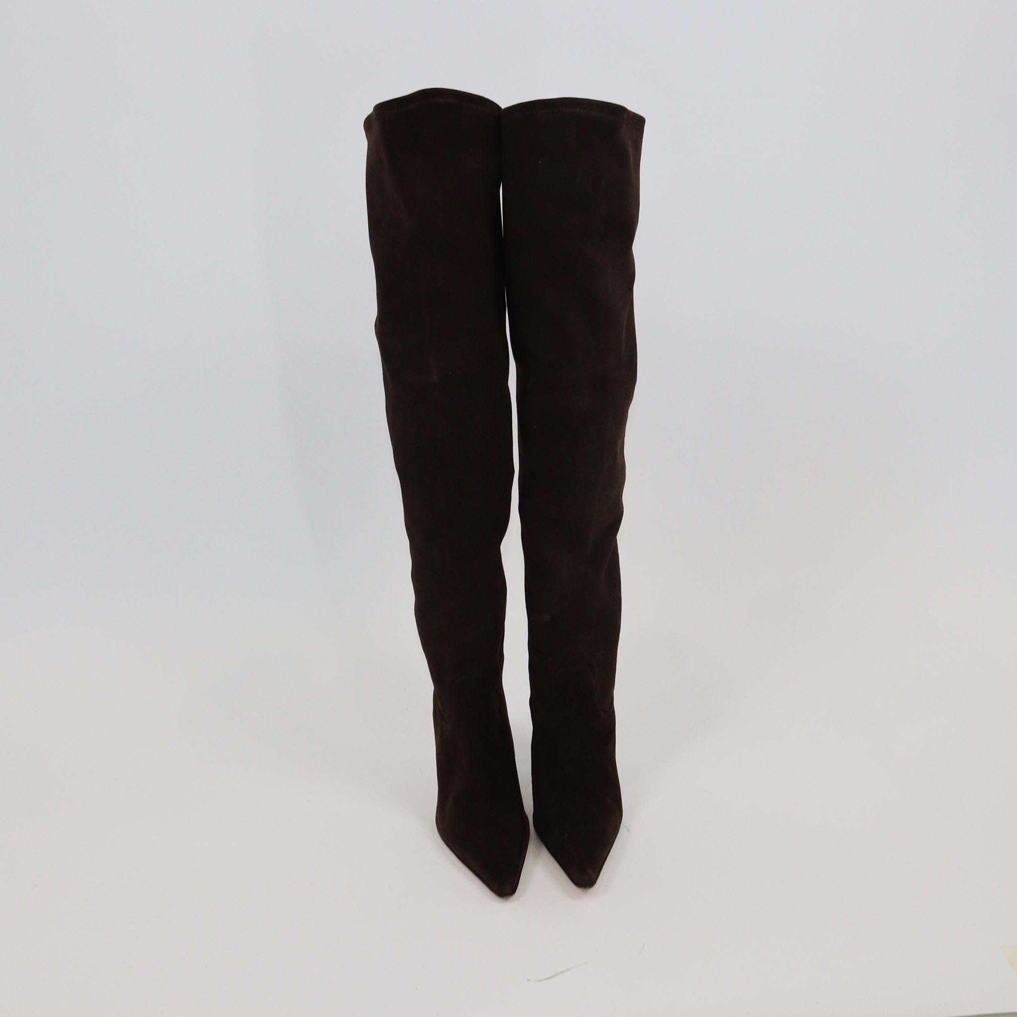 Vanessa Noel Dark Brown Pointed Toe Over The Knee Boots Womens Vanessa Noel 