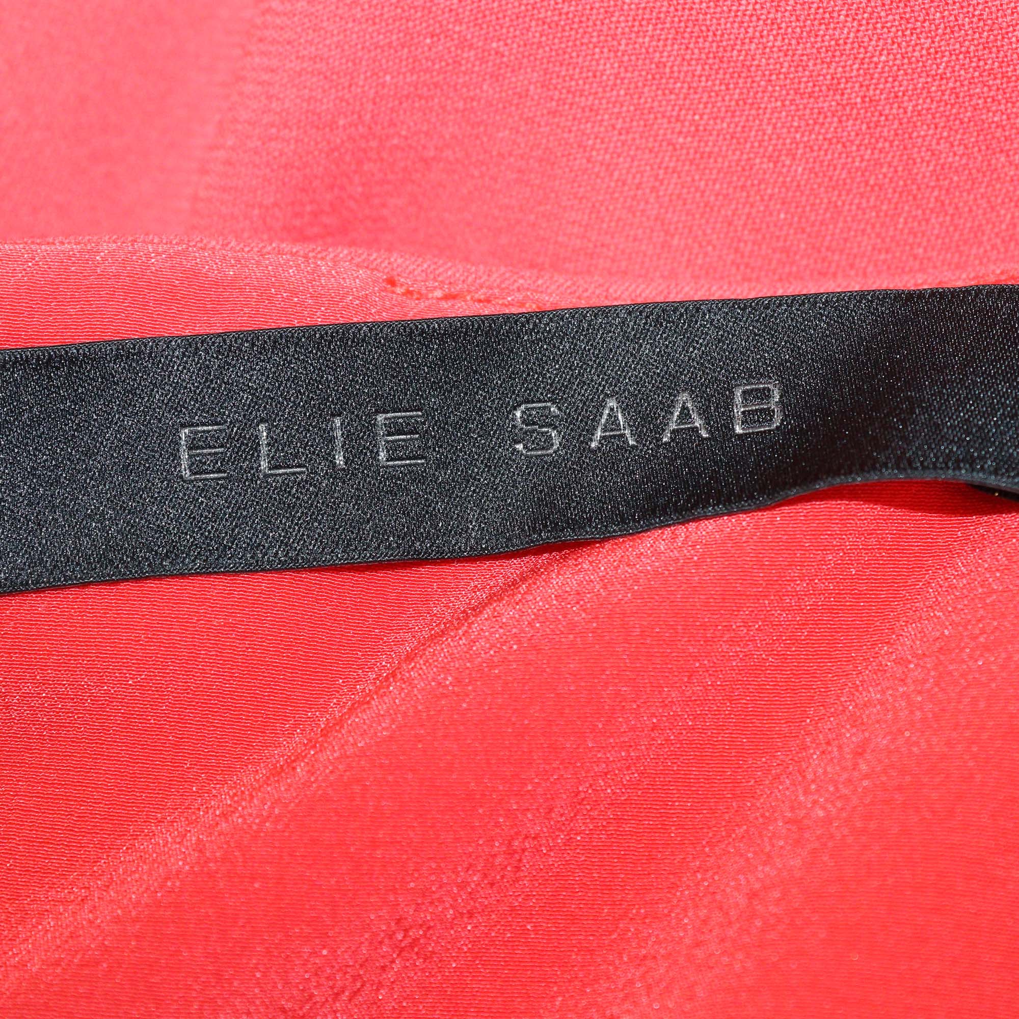 Elie Saab Orange Blend Viscose Strapless Jumpsuit