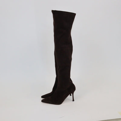 Vanessa Noel Dark Brown Pointed Toe Over The Knee Boots Womens Vanessa Noel 