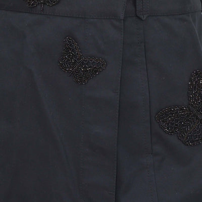 Valentino Black Cotton Beaded Butterfly Embellished Mini Short