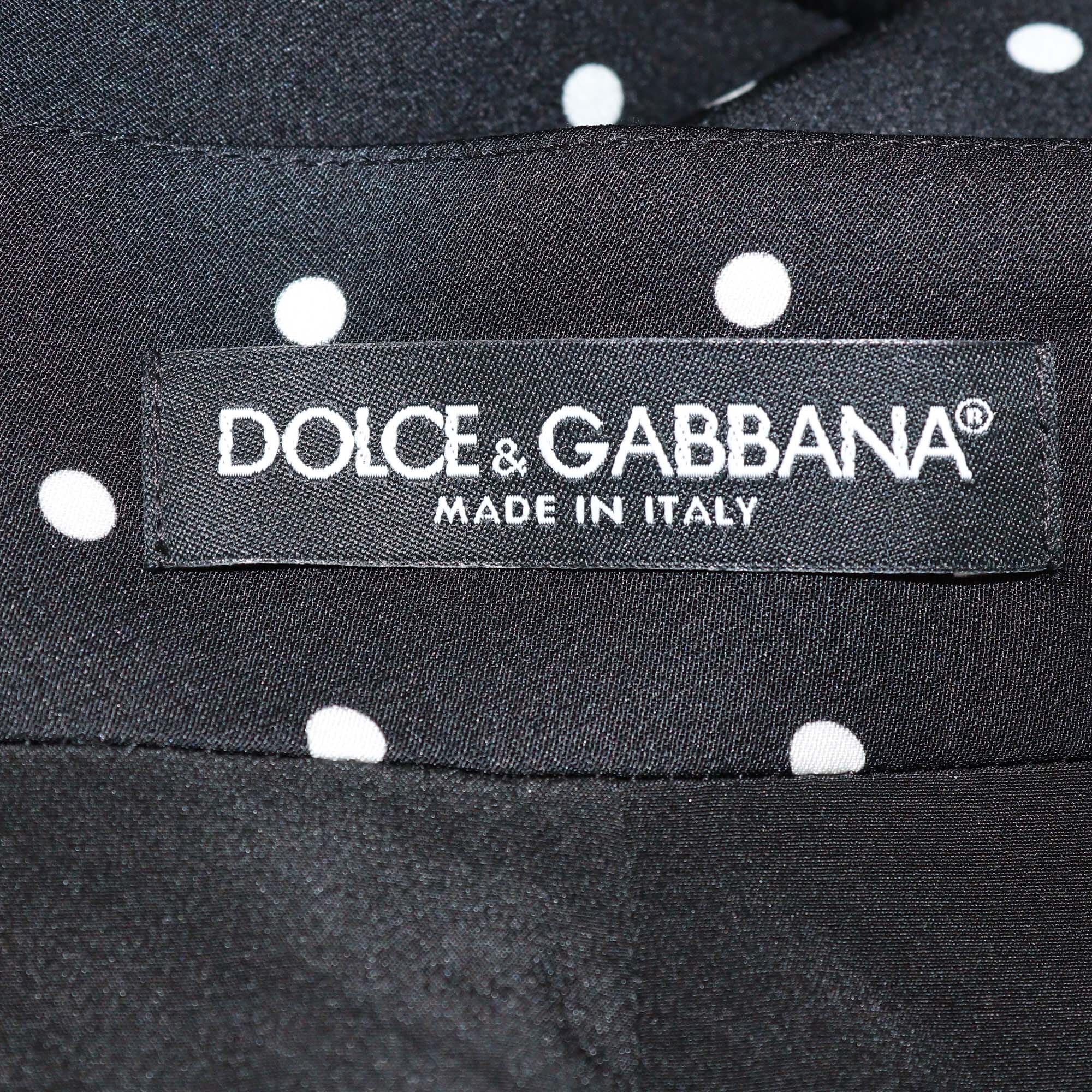 Dolce & Gabbana Black/White Blended Silk Polka Dot Midi Dress Womens Dolce & Gabbana 