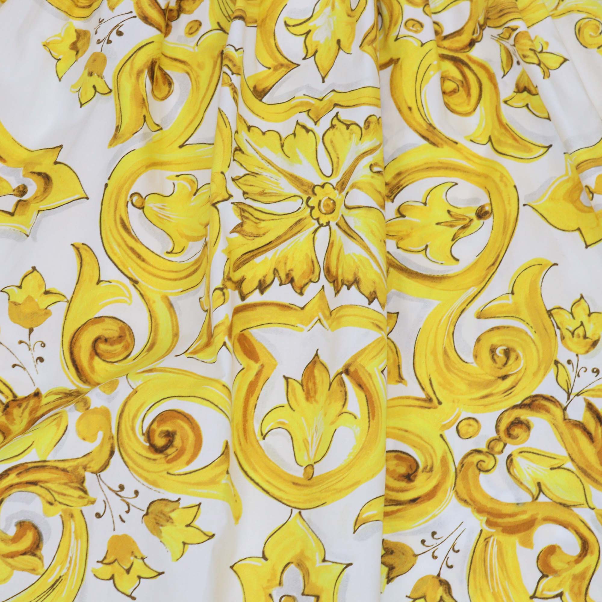 Dolce & Gabbana Kids Yellow/White Cotton Majolica Print Sleeveless Dress