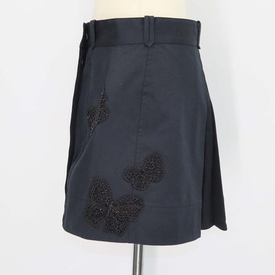 Valentino Black Cotton Beaded Butterfly Embellished Mini Short