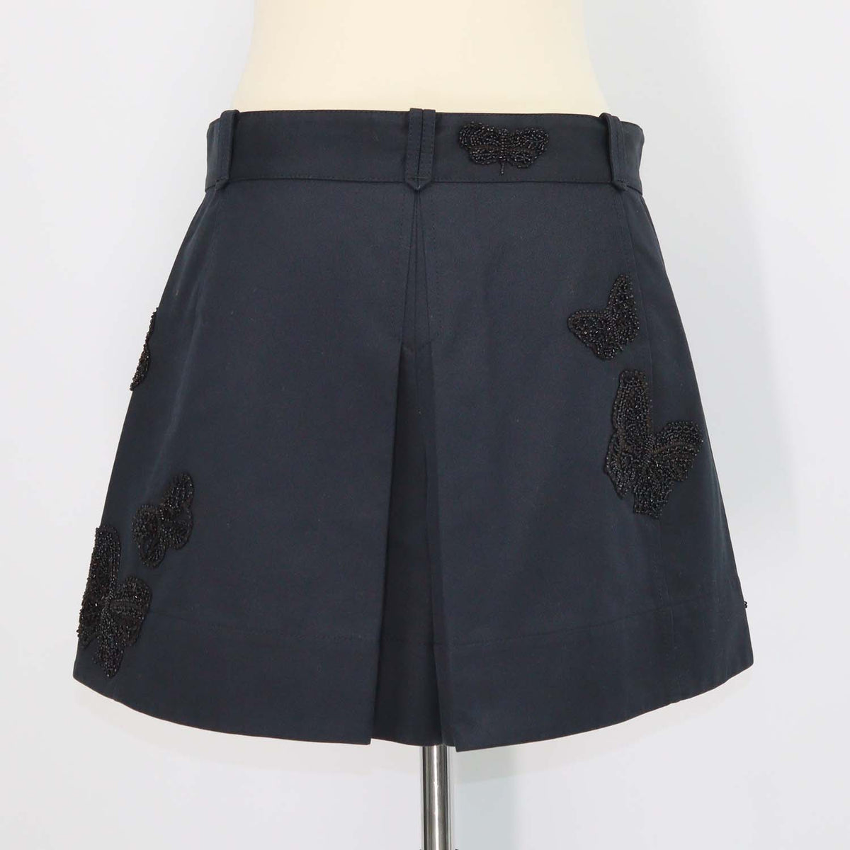 Valentino Black Cotton Beaded Butterfly Embellished Mini Short