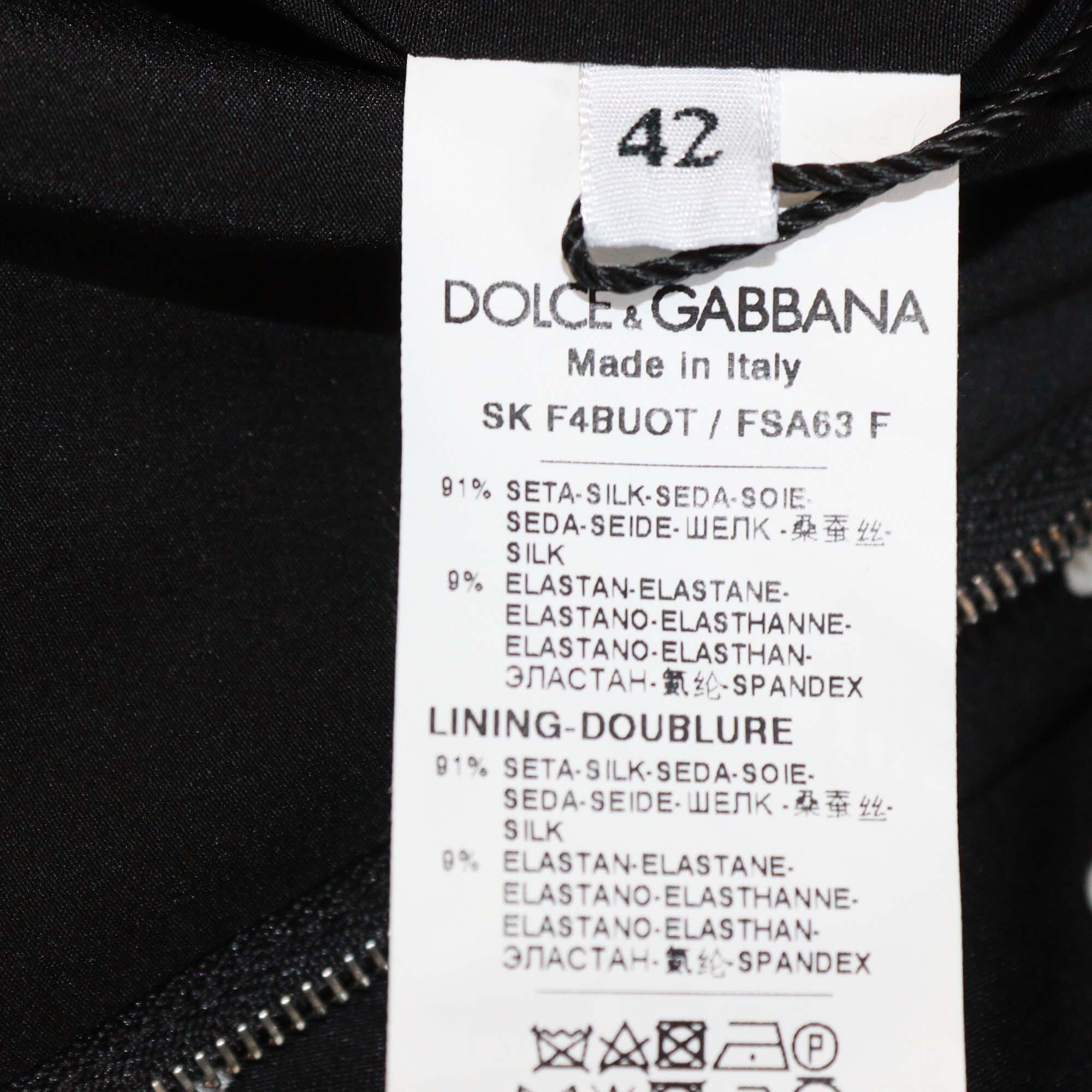 Dolce & Gabbana Black/White Blended Silk Polka Dot Midi Dress Womens Dolce & Gabbana 