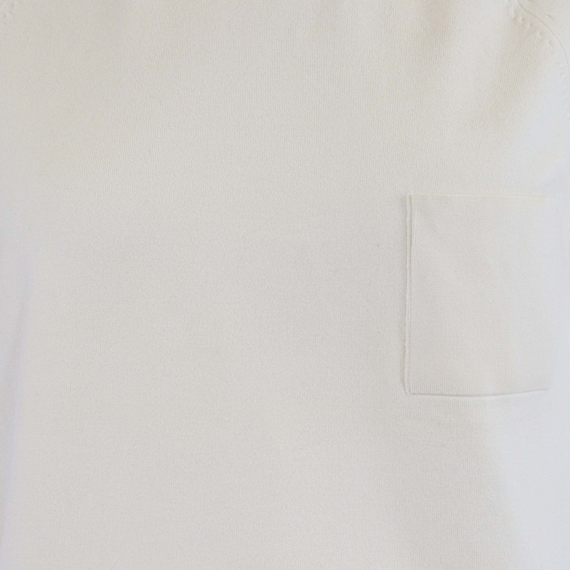 Hermes Cream Knitted Stretch Wool Blended Short Sleeve T-Shirt Womens Hermes 